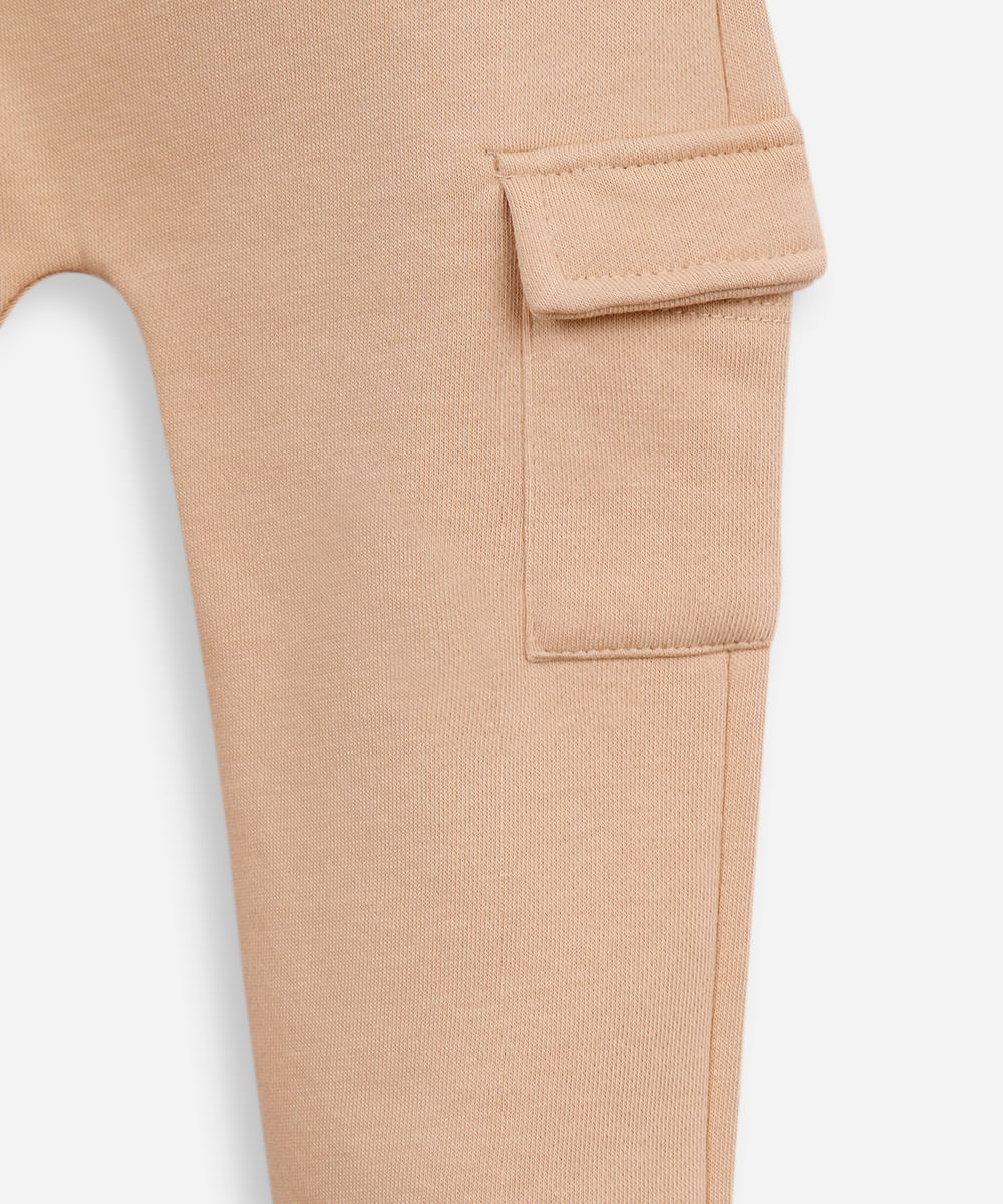calça cargo infantil de moletom bege