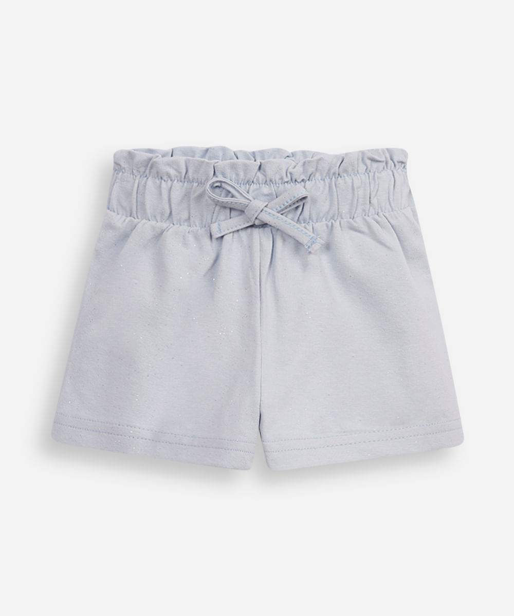 short clochard infantil com glitter azul