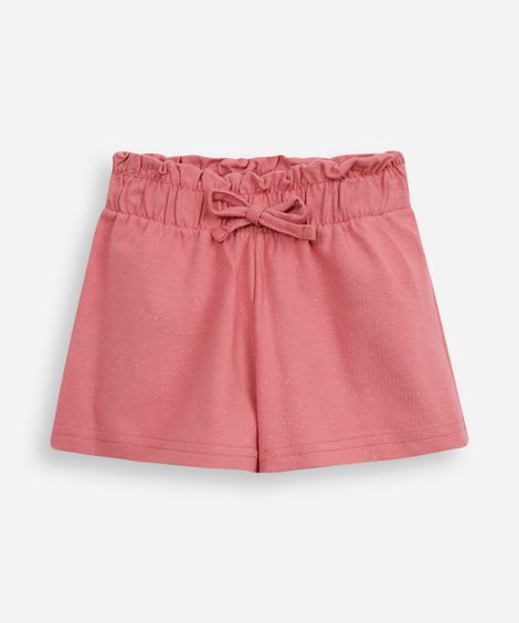 short clochard infantil com glitter rosa