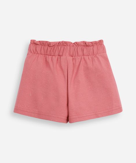 short clochard infantil com glitter rosa
