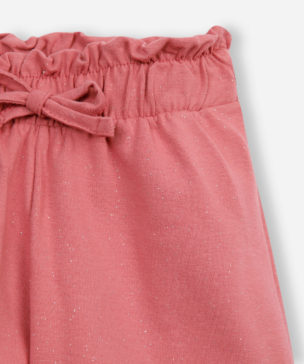 short clochard infantil com glitter rosa