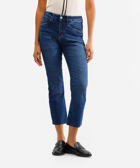 calça boot cut cropped feminina jeans azul