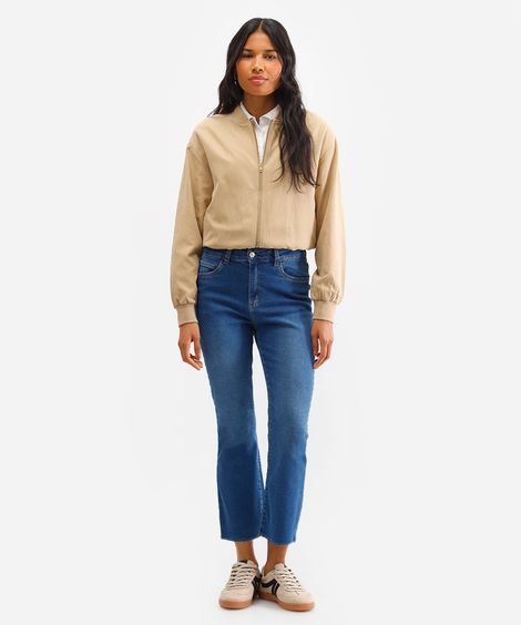 calça flare cropped feminina jeans azul