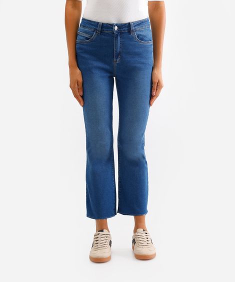 calça flare cropped feminina jeans azul
