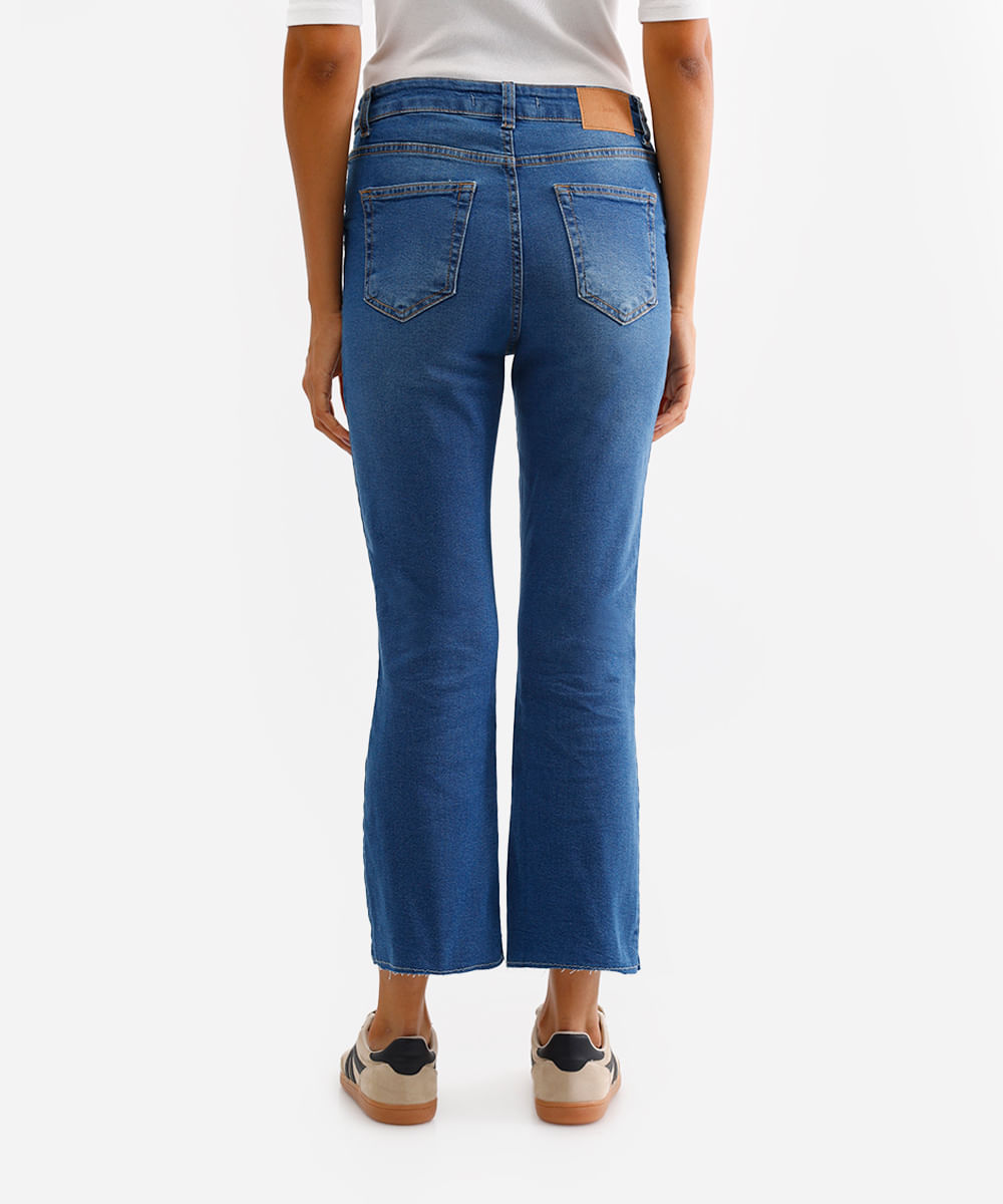 calça flare cropped feminina jeans azul
