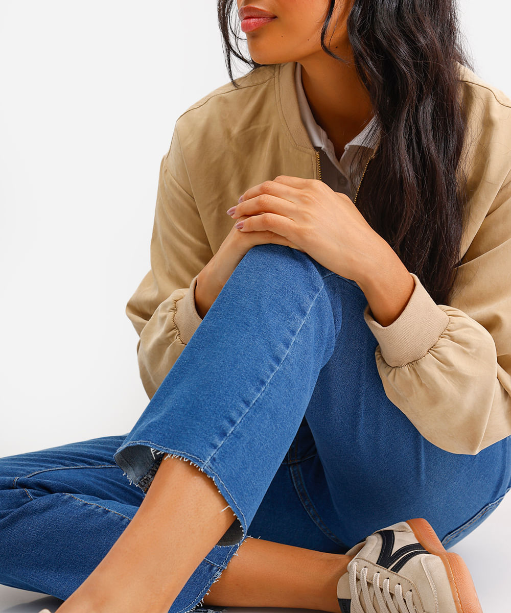 calça flare cropped feminina jeans azul