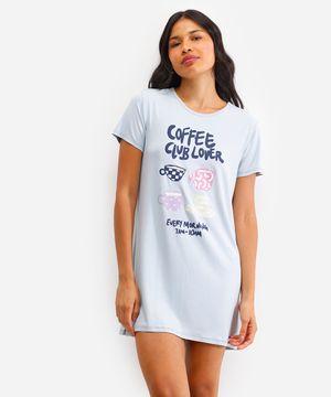 camisola feminina de viscose manga curta estampada azul