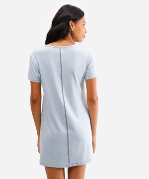 camisola feminina de viscose manga curta estampada azul