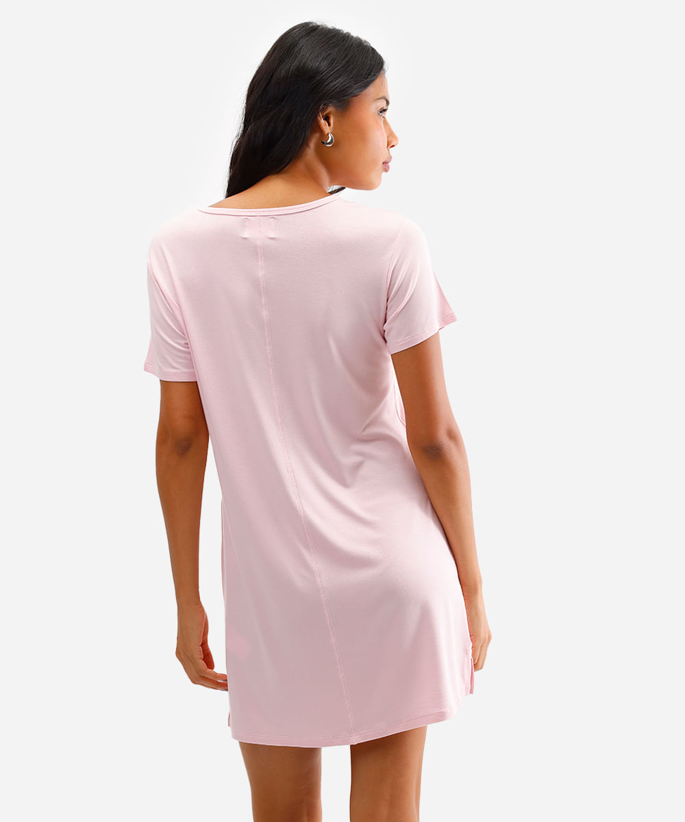 camisola de viscose manga curta estampada rosa