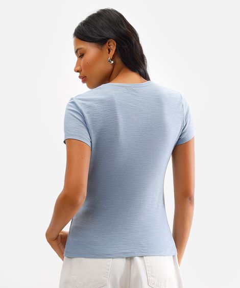camiseta de flamê básica azul