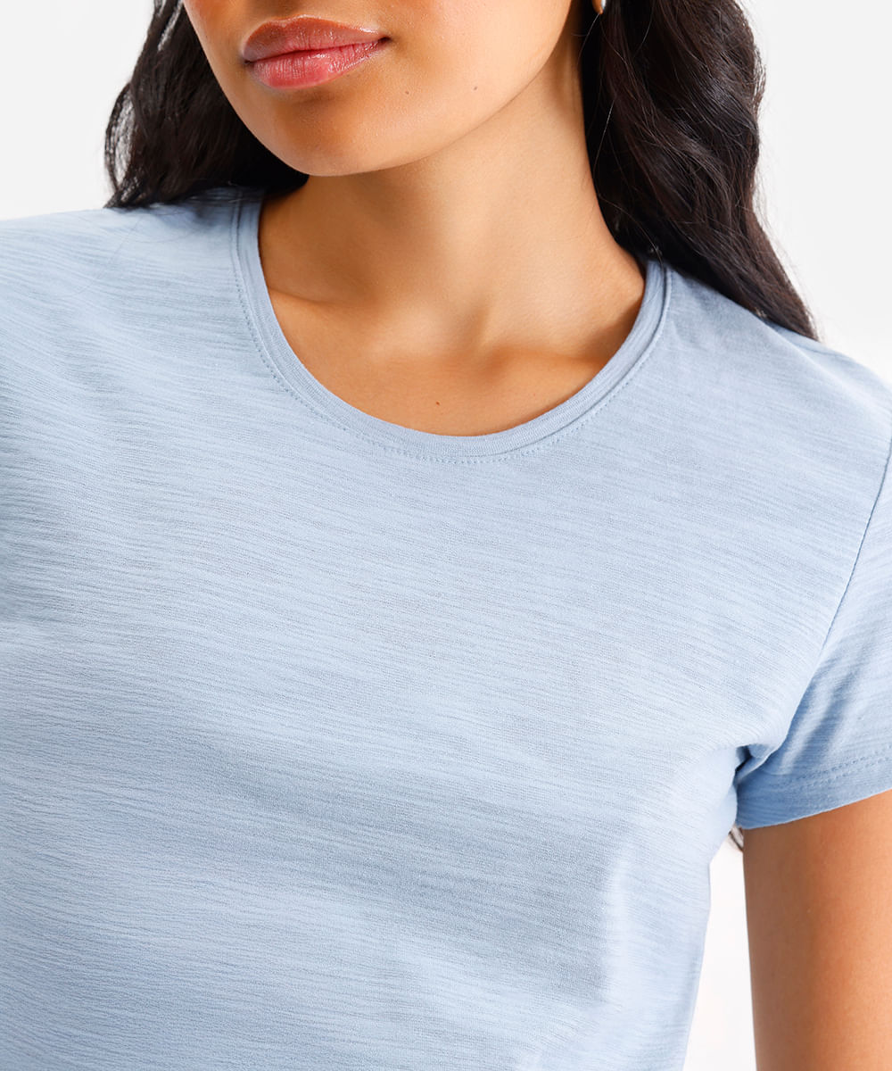 camiseta de flamê básica azul