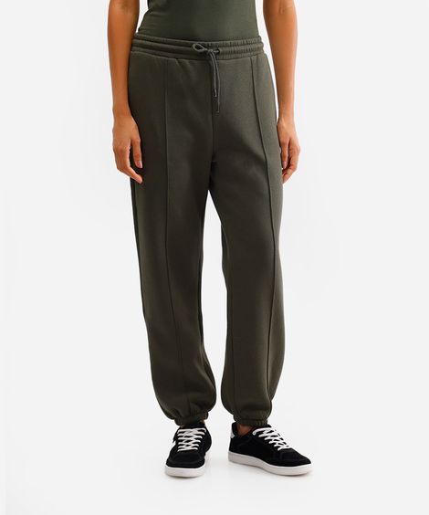 calça jogger feminina de moletom básica verde