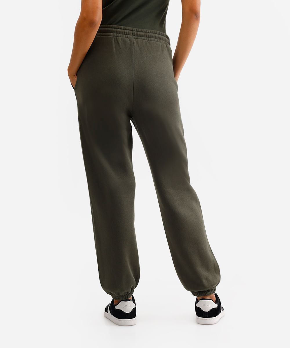 calça jogger feminina de moletom básica verde