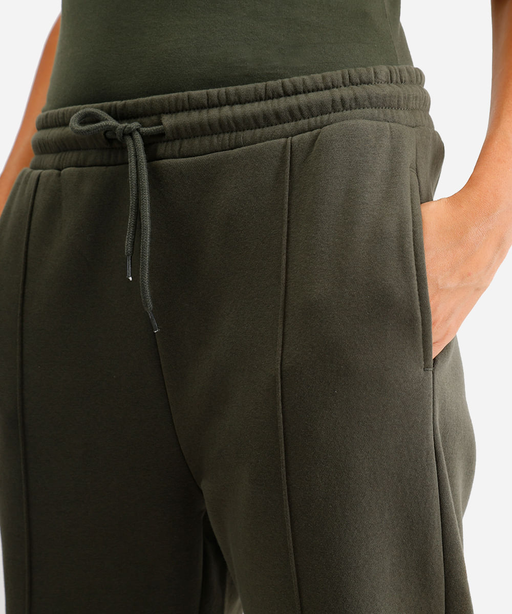 calça jogger feminina de moletom básica verde
