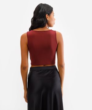 cropped de viscose alça média verde médio - vinho