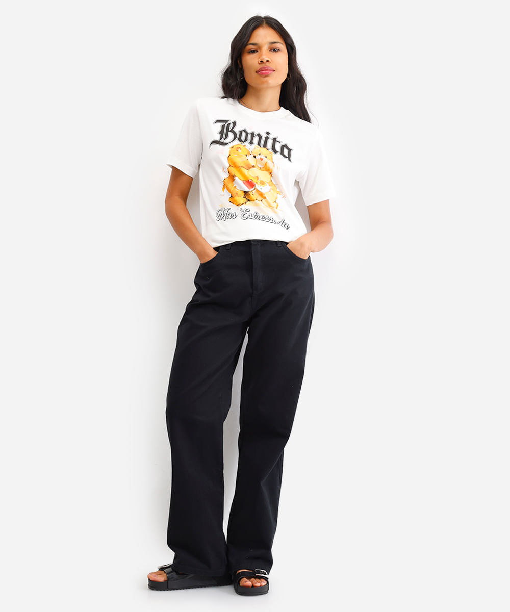 camiseta feminina de algodão ursinhos carinhosos off white