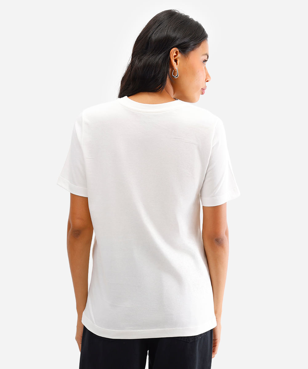 camiseta feminina de algodão ursinhos carinhosos off white