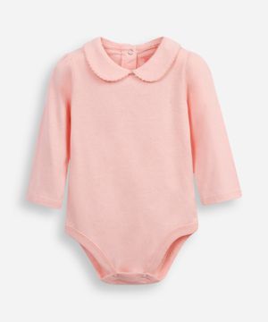 body infantil gola peter pan com renda rosa