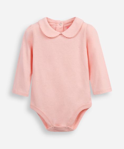 body infantil gola peter pan com renda rosa