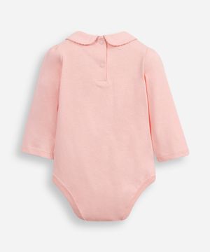 body infantil gola peter pan com renda rosa