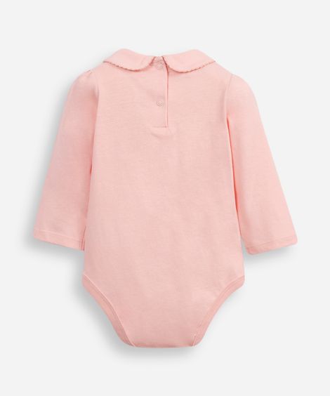 body infantil gola peter pan com renda rosa
