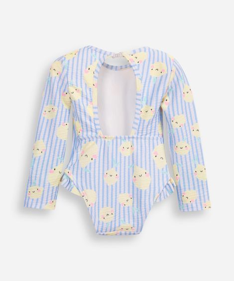maiô infantil com babado limão off white