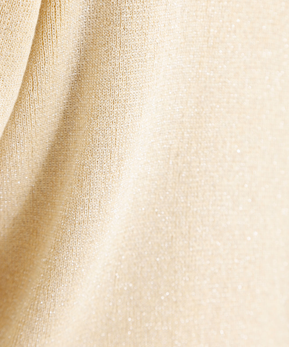 suéter de tricot manga longa com lurex amarelo