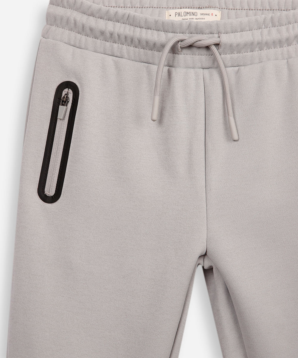 calça jogger infantil de moletom com bolsos cinza