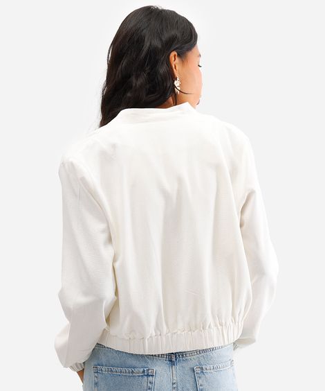jaqueta bomber feminina com linho bege