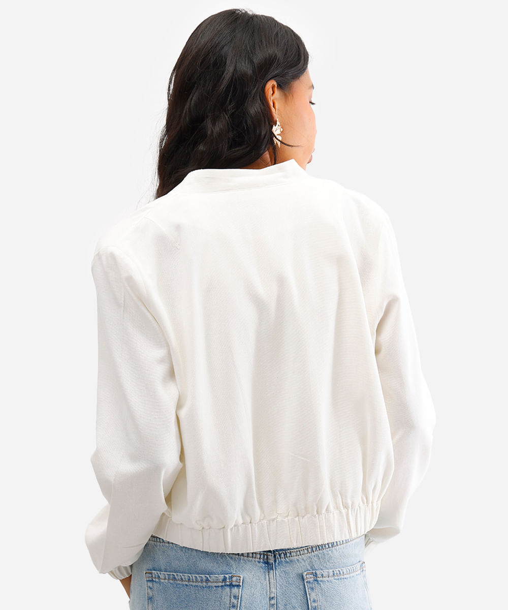 jaqueta bomber feminina com linho bege
