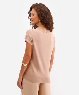 blusa muscle tee feminina de tricot bege