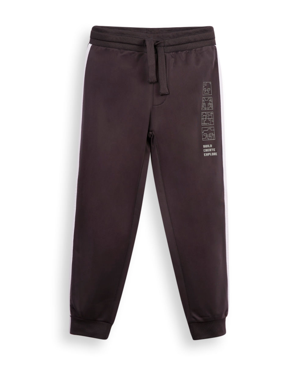 calça jogger infantil com listra minecraft cinza