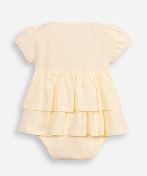 body vestido infantil manga curta com laço amarelo