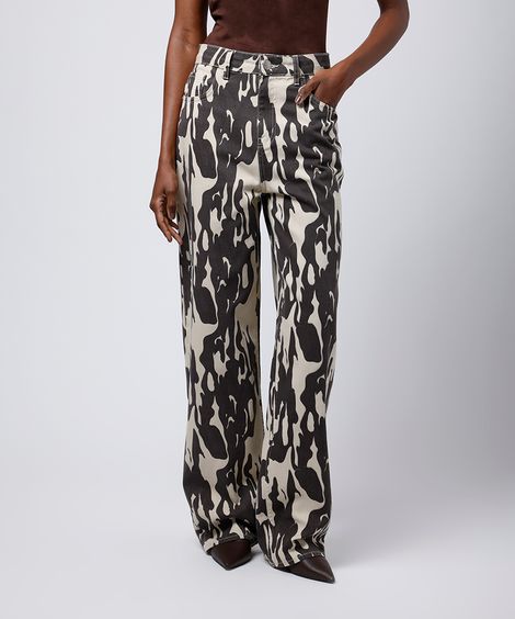 calça copenhagen feminina de sarja animal print mindset colorida