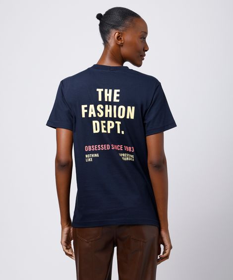 camiseta feminina de algodão the fashion dept mindset - azul marinho