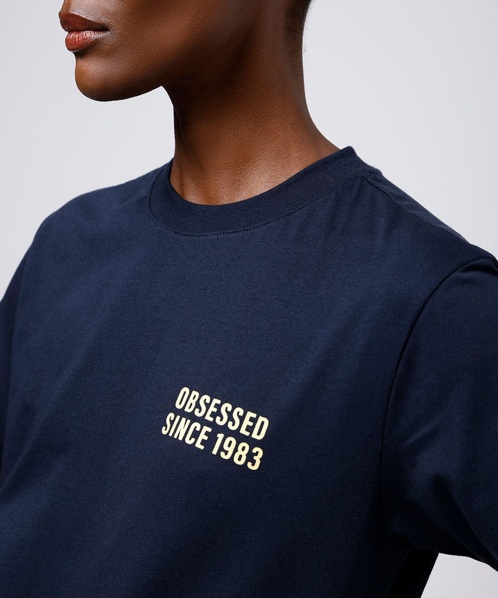 camiseta feminina de algodão the fashion dept mindset - azul marinho