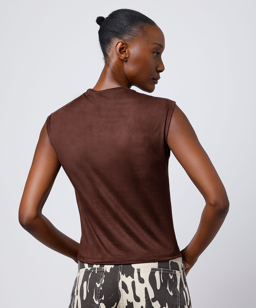 regata feminina de suede mindset marrom