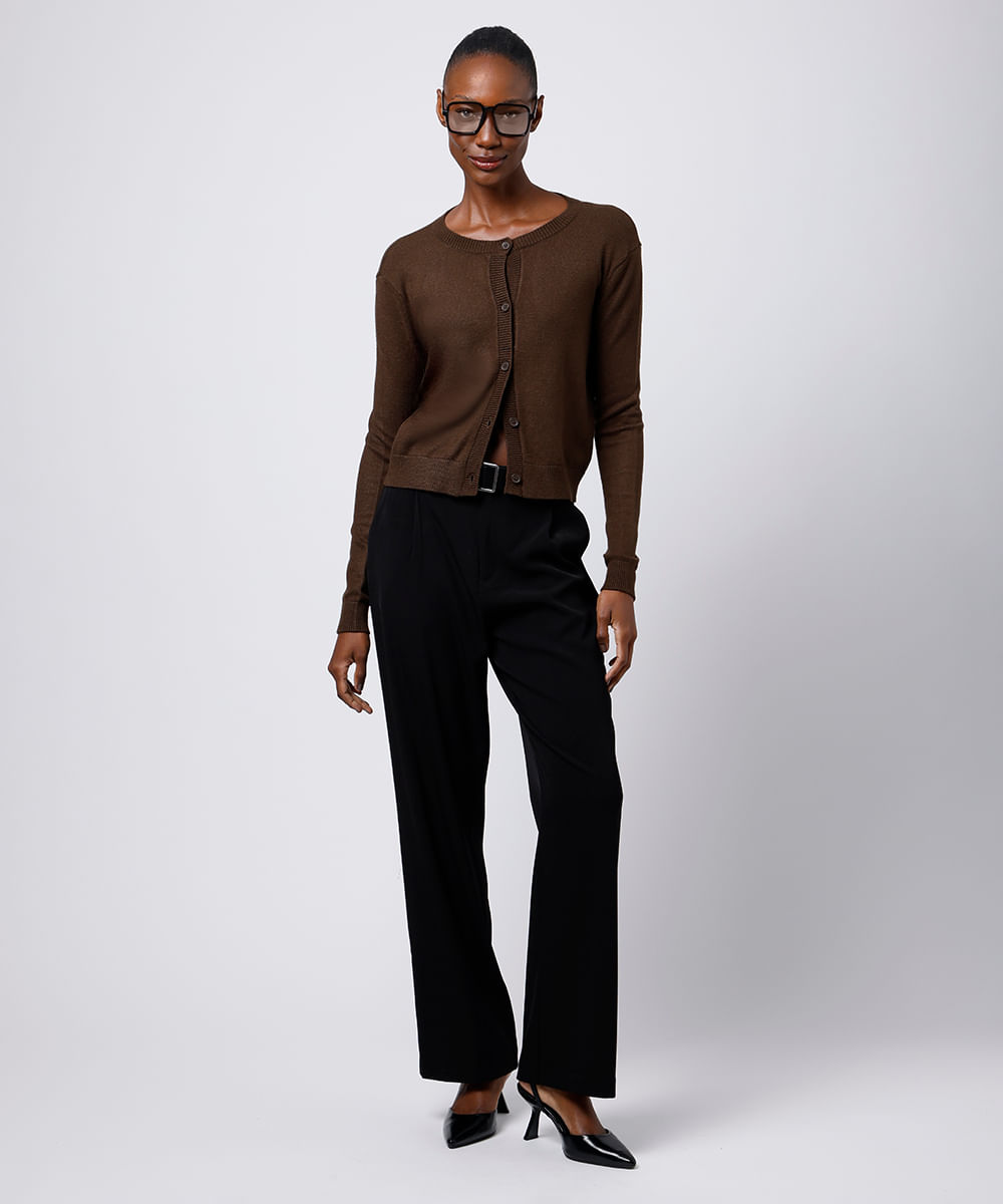 cardigan feminino de tricot mindset marrom