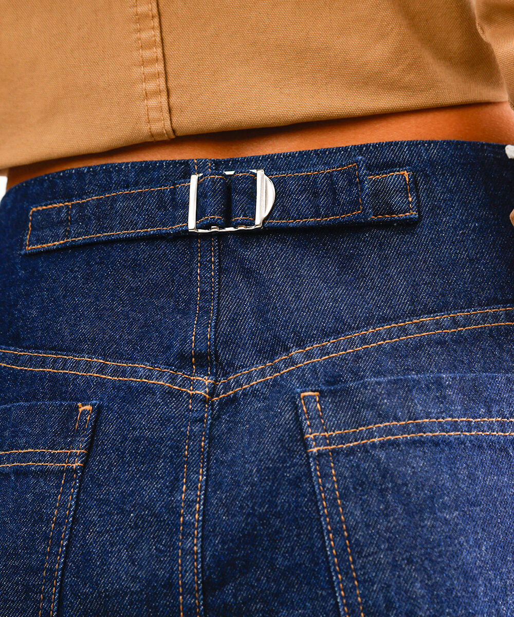 minissaia feminina jeans cintura alta azul