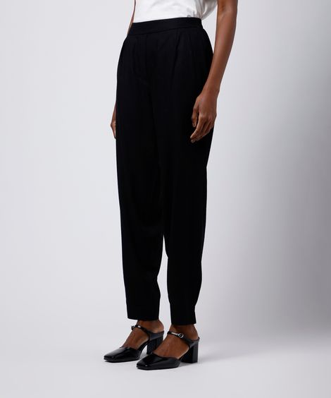 calça barrel feminina com linho mindset preta