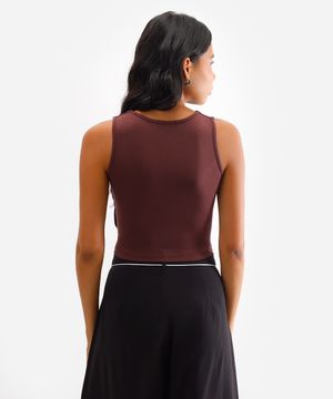 cropped de viscose alça média verde médio - marrom