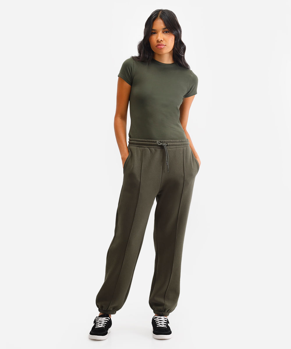 camiseta básica feminina de algodão manga curta verde