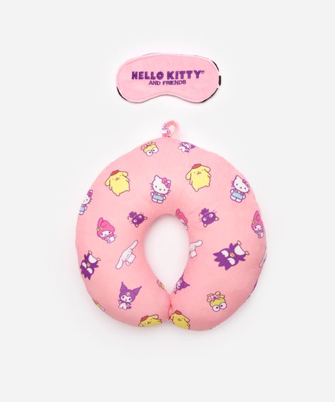 apoio de pescoço com máscara de dormir hello kitty rosa