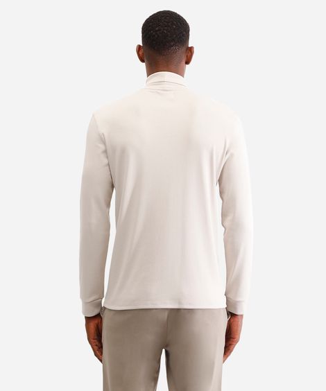 blusa slim manga longa gola alta - cinza claro