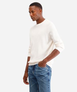 suéter masculino de tricot texturizado off white