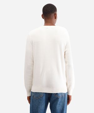 suéter masculino de tricot texturizado off white