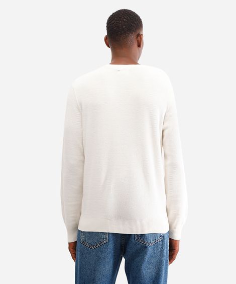 suéter masculino de tricot texturizado off white