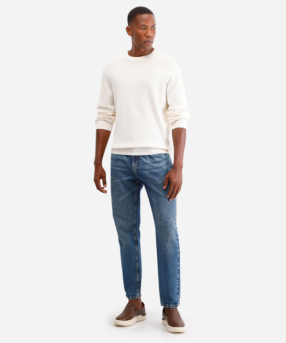suéter masculino de tricot texturizado off white