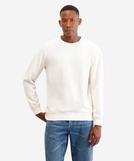 blusão masculino de moletom texturizado bege