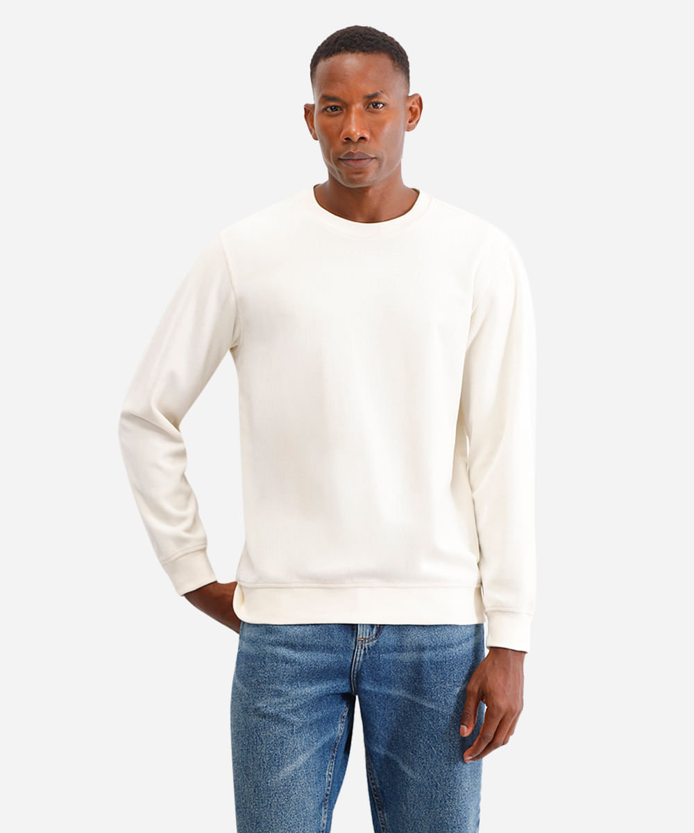 blusão masculino de moletom texturizado bege